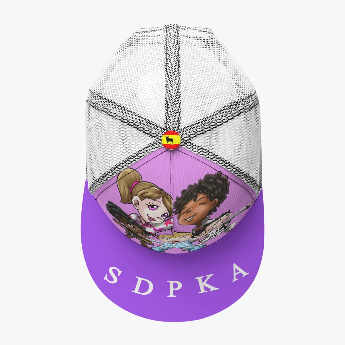 SDPKA Black Buckle Flat-brimmed Mesh Cap With Box | LT Pink