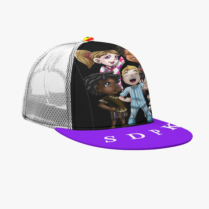 SDPKA Black Buckle Flat-brimmed Mesh Cap With Box | BLACK