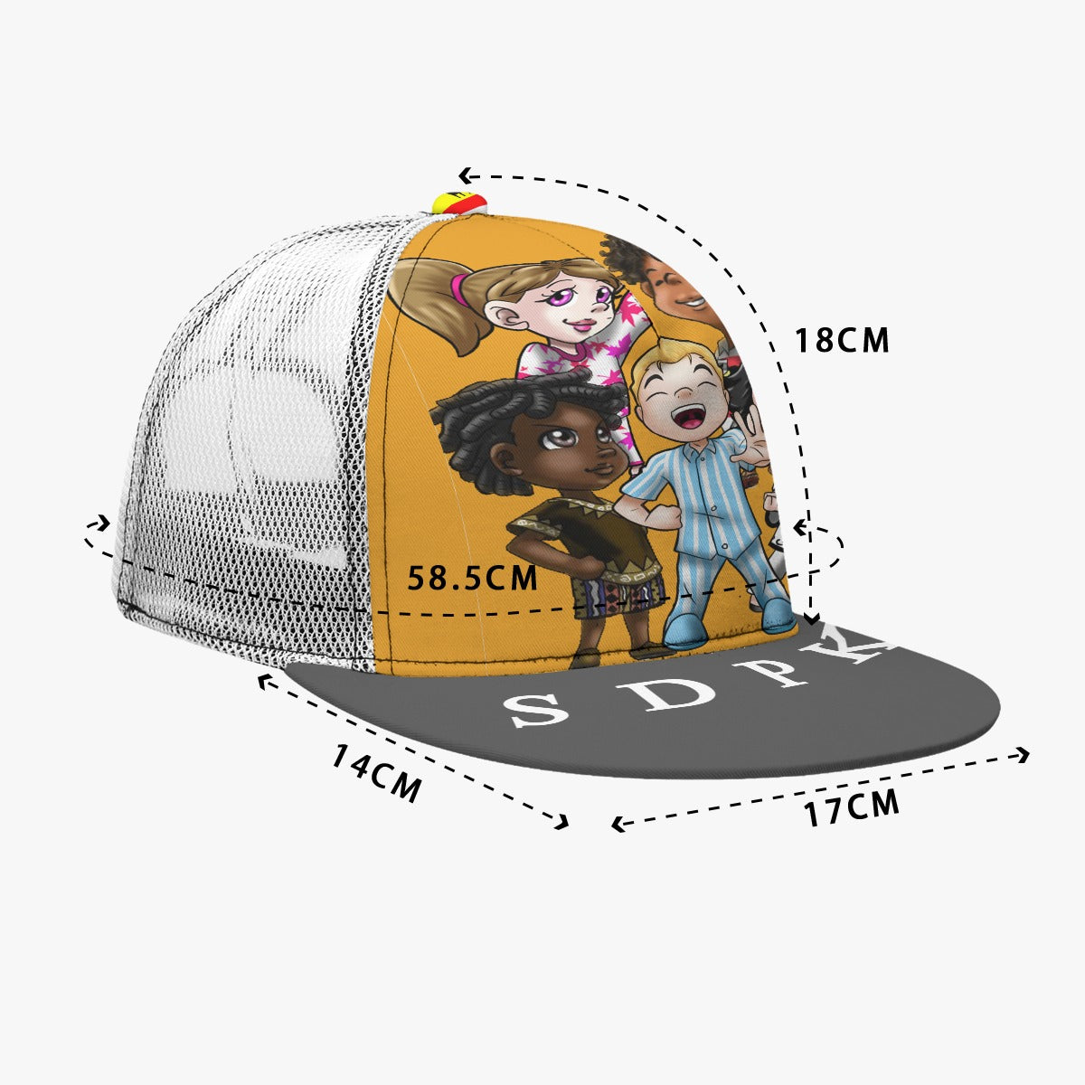 SDPKA Black Buckle Flat-brimmed Mesh Cap With Box | ORANGE