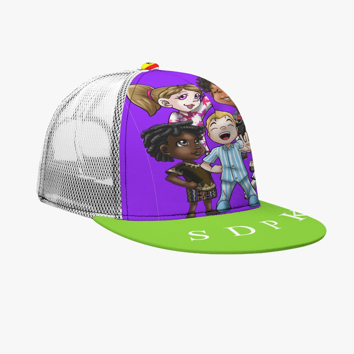 SDPKA Black Buckle Flat-brimmed Mesh Cap With Box | PURPLE