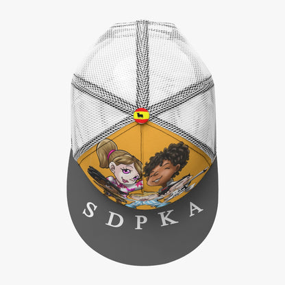 SDPKA Black Buckle Flat-brimmed Mesh Cap With Box | ORANGE