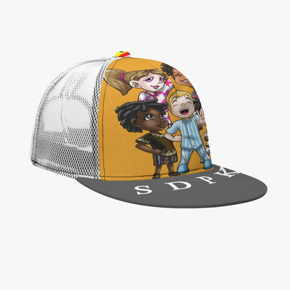 SDPKA Black Buckle Flat-brimmed Mesh Cap With Box | ORANGE