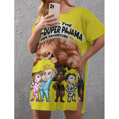 SDPKA Women's Drop-Shoulder T-Shirt with Side Split and Shorts (Plus Size) YELLOW