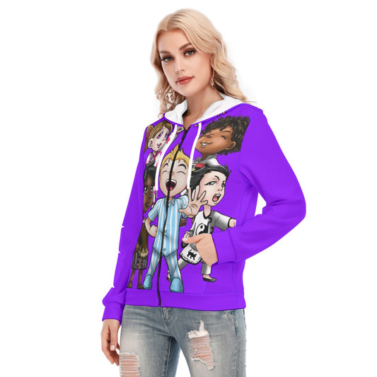 All-Over Print Women's Hoodie With Zipper
